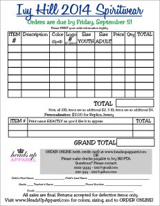 Ivy Hill Order Form page 3